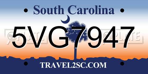 5VG7947 South Carolina License Plate