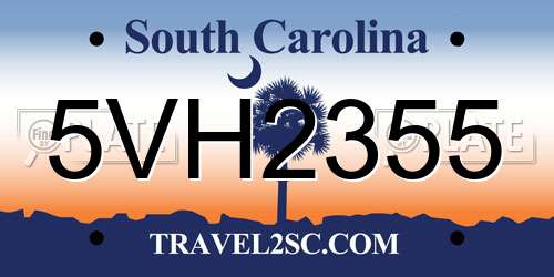 5VH2355 South Carolina License Plate