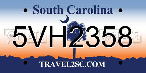 5VH2358 South Carolina License Plate