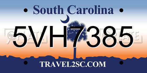 5VH7385 South Carolina License Plate