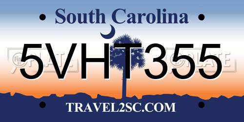 5VHT355 South Carolina License Plate