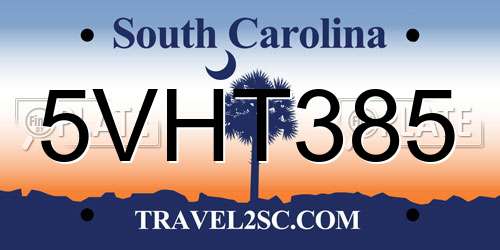 5VHT385 South Carolina License Plate