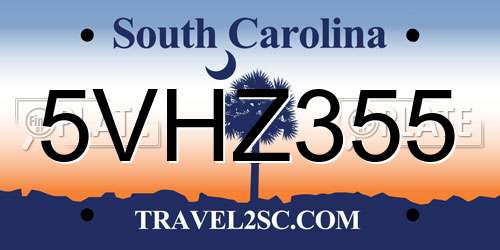 5VHZ355 South Carolina License Plate
