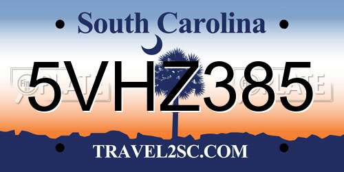 5VHZ385 South Carolina License Plate