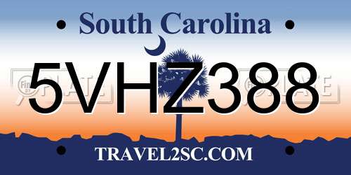 5VHZ388 South Carolina License Plate