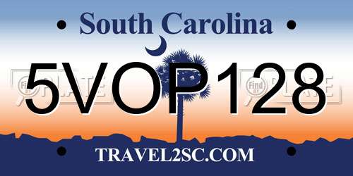 5VOP128 South Carolina License Plate