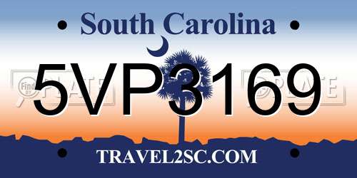 5VP3169 South Carolina License Plate