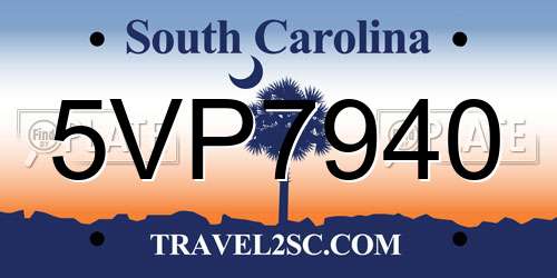 5VP7940 South Carolina License Plate
