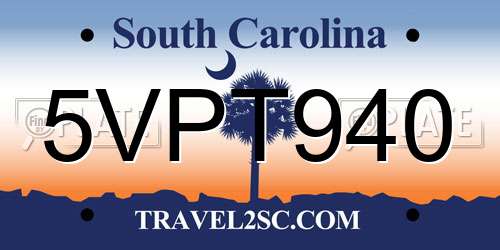 5VPT940 South Carolina License Plate