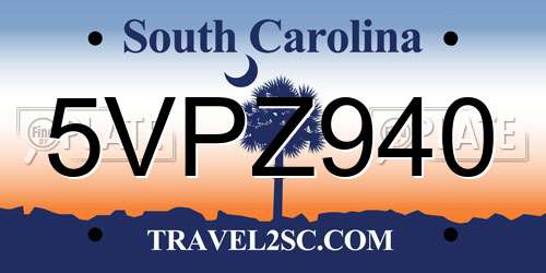 5VPZ940 South Carolina License Plate