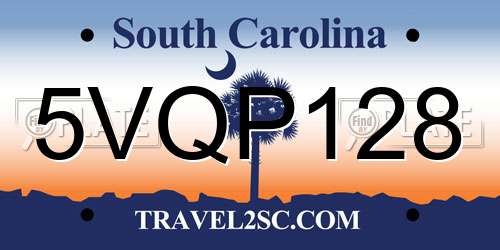 5VQP128 South Carolina License Plate