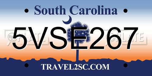 5VSE267 South Carolina License Plate