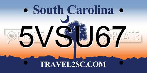 5VSU67 South Carolina License Plate