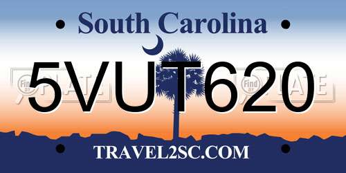 5VUT620 South Carolina License Plate