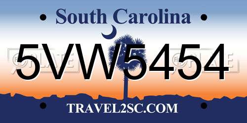 5VW5454 South Carolina License Plate