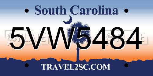 5VW5484 South Carolina License Plate
