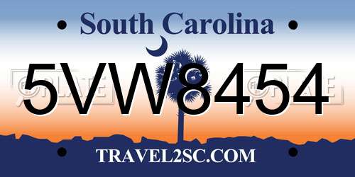 5VW8454 South Carolina License Plate