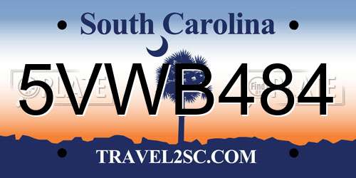 5VWB484 South Carolina License Plate