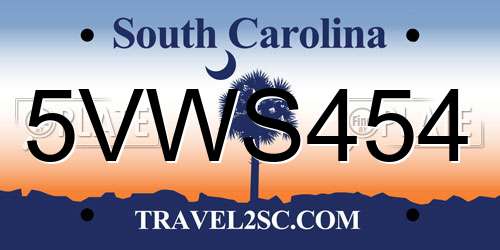 5VWS454 South Carolina License Plate