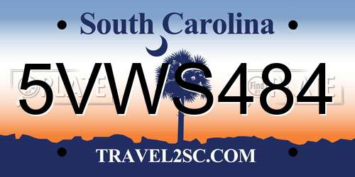 5VWS484 South Carolina License Plate