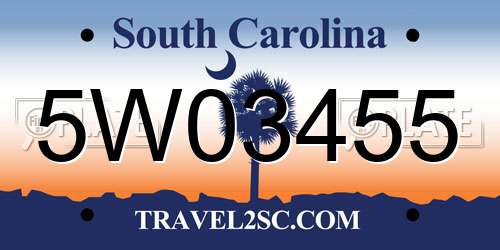 5W03455 South Carolina License Plate