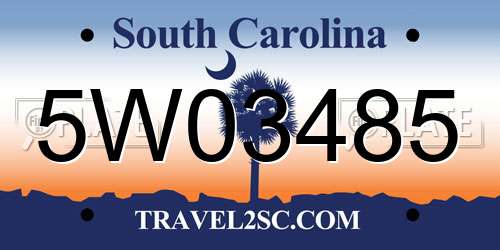 5W03485 South Carolina License Plate