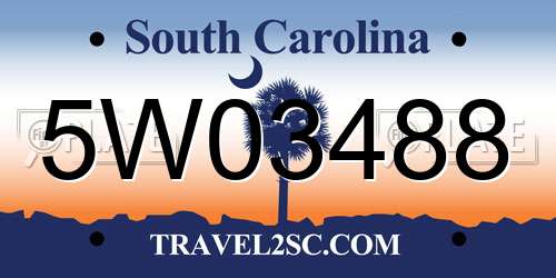 5W03488 South Carolina License Plate