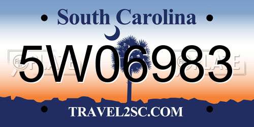 5W06983 South Carolina License Plate