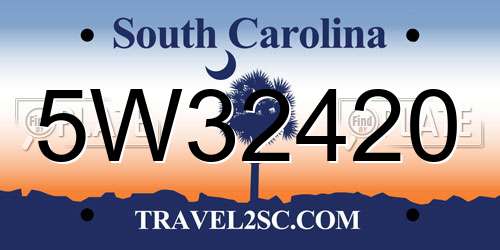 5W32420 South Carolina License Plate