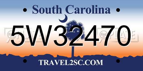 5W32470 South Carolina License Plate
