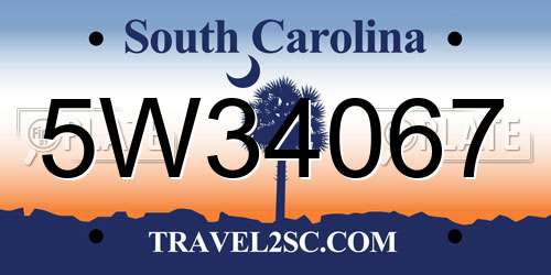 5W34067 South Carolina License Plate