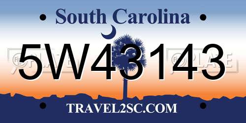 5W43143 South Carolina License Plate
