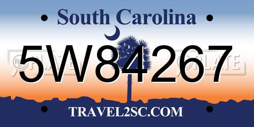 5W84267 South Carolina License Plate