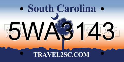 5WA3143 South Carolina License Plate