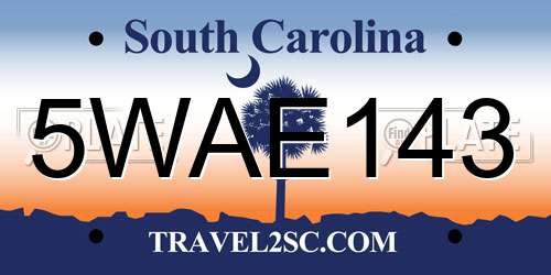 5WAE143 South Carolina License Plate