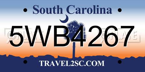 5WB4267 South Carolina License Plate