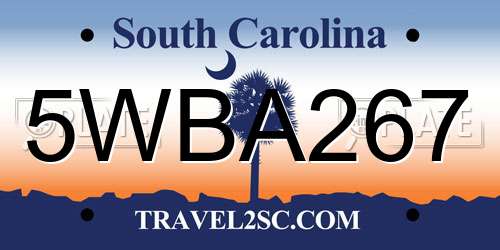 5WBA267 South Carolina License Plate