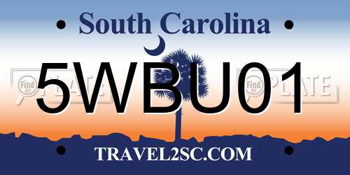 5WBU01 South Carolina License Plate