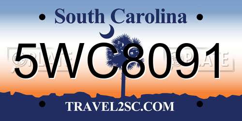 5WC8091 South Carolina License Plate