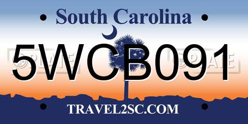 5WCB091 South Carolina License Plate
