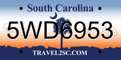 5WD6953 South Carolina License Plate