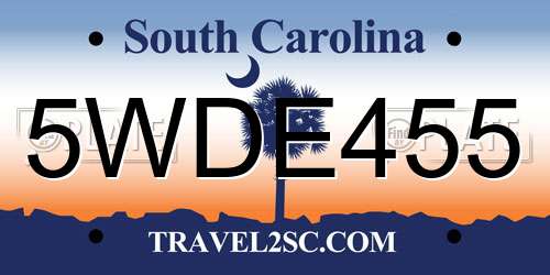5WDE455 South Carolina License Plate