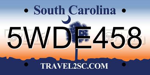 5WDE458 South Carolina License Plate