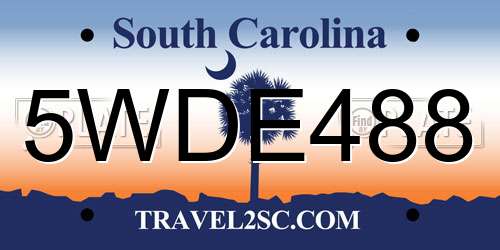 5WDE488 South Carolina License Plate