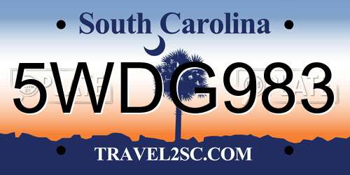 5WDG983 South Carolina License Plate