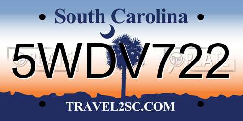 5WDV722 South Carolina License Plate