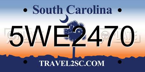 5WE2470 South Carolina License Plate