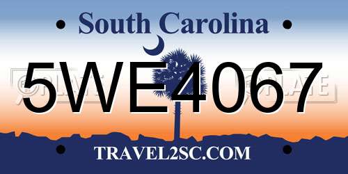 5WE4067 South Carolina License Plate
