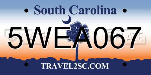 5WEA067 South Carolina License Plate