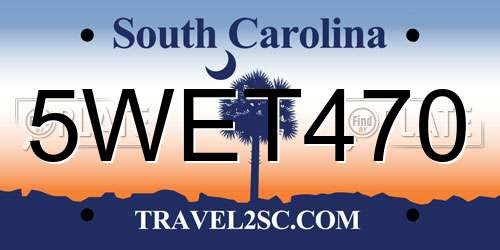 5WET470 South Carolina License Plate